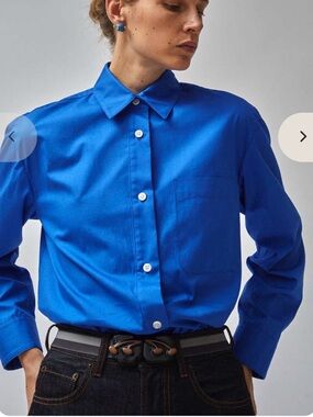No 6 Store Lake Blue Shirt Button Up Down Small S Long Sleeve
